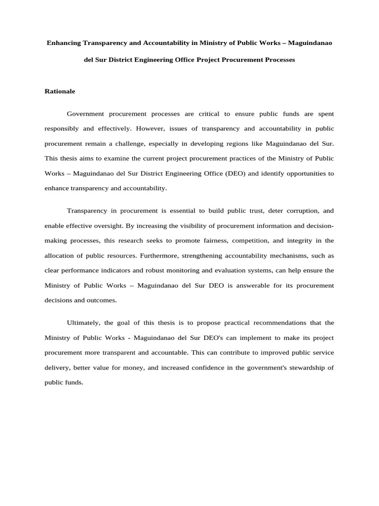 Enhancing Transparency and Accountability in Ministry of Public Works | PDF
