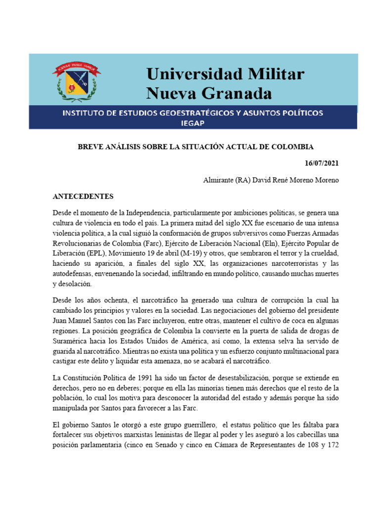 Análisis de la Crisis Política en Colombia | PDF | Colombia | Política ...
