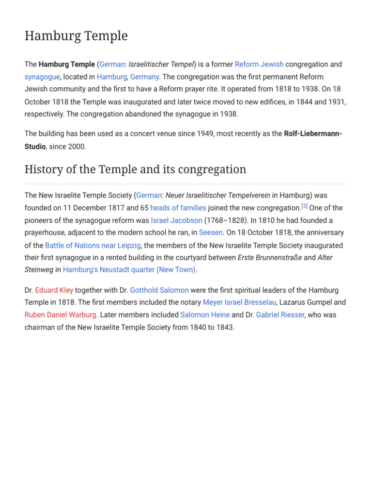 Hamburg Temple Wikipedia PDF Jews And Judaism Ethnoreligious Groups