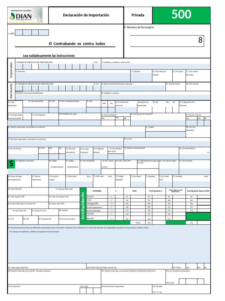 Declaración De Importación 1 Pdf El Comercio Internacional