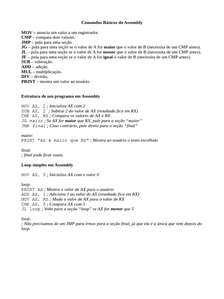 The Assembly Programming Language & It's Essential Syntax | PDF