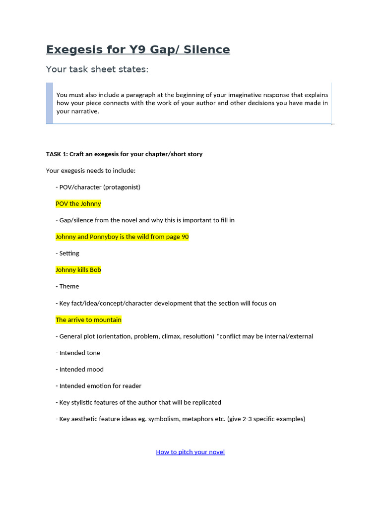 Exegesis For Y9 Gap | PDF