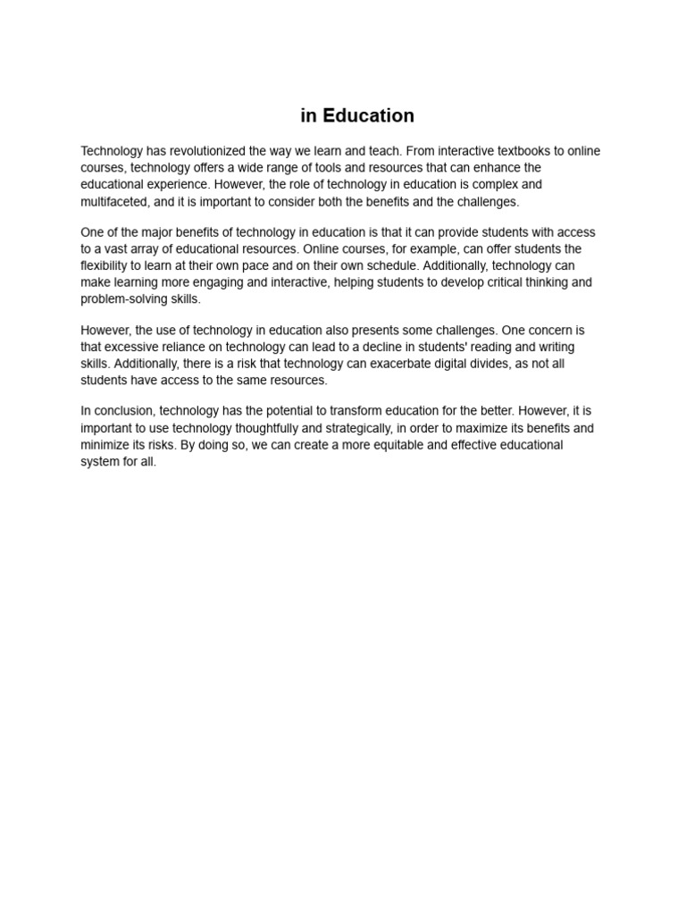 The Role of Technology in Education | PDF