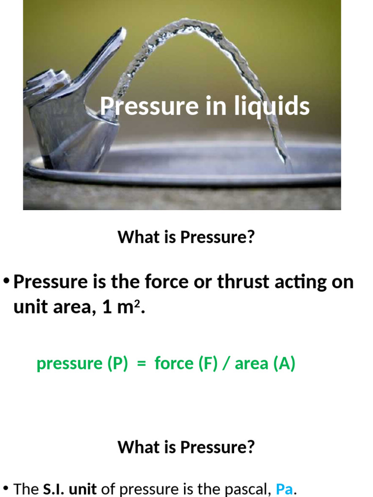 Understanding Pressure in Liquids | PDF | Buoyancy | Pressure Measurement