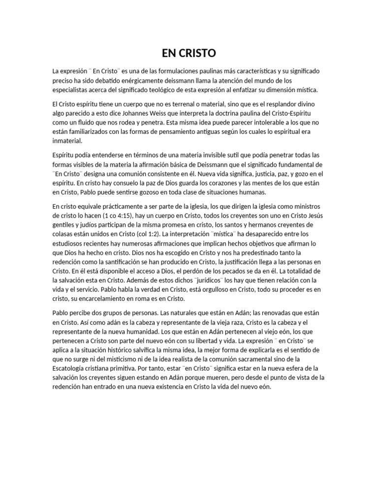 En Cristo | PDF | Cristo (título) | Iglesia cristiana