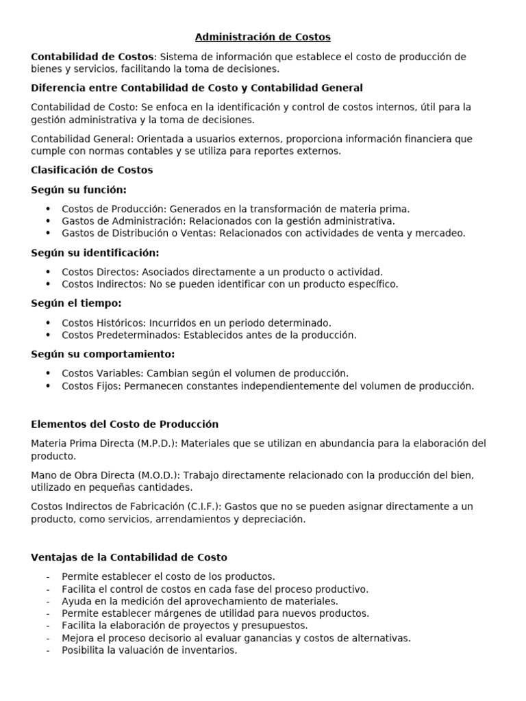 Guía Completa sobre Contabilidad de Costos | PDF | Contabilidad ...