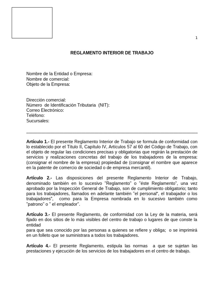 Reglamento Interior de Trabajo Empresarial | PDF | Salario | Derecho ...