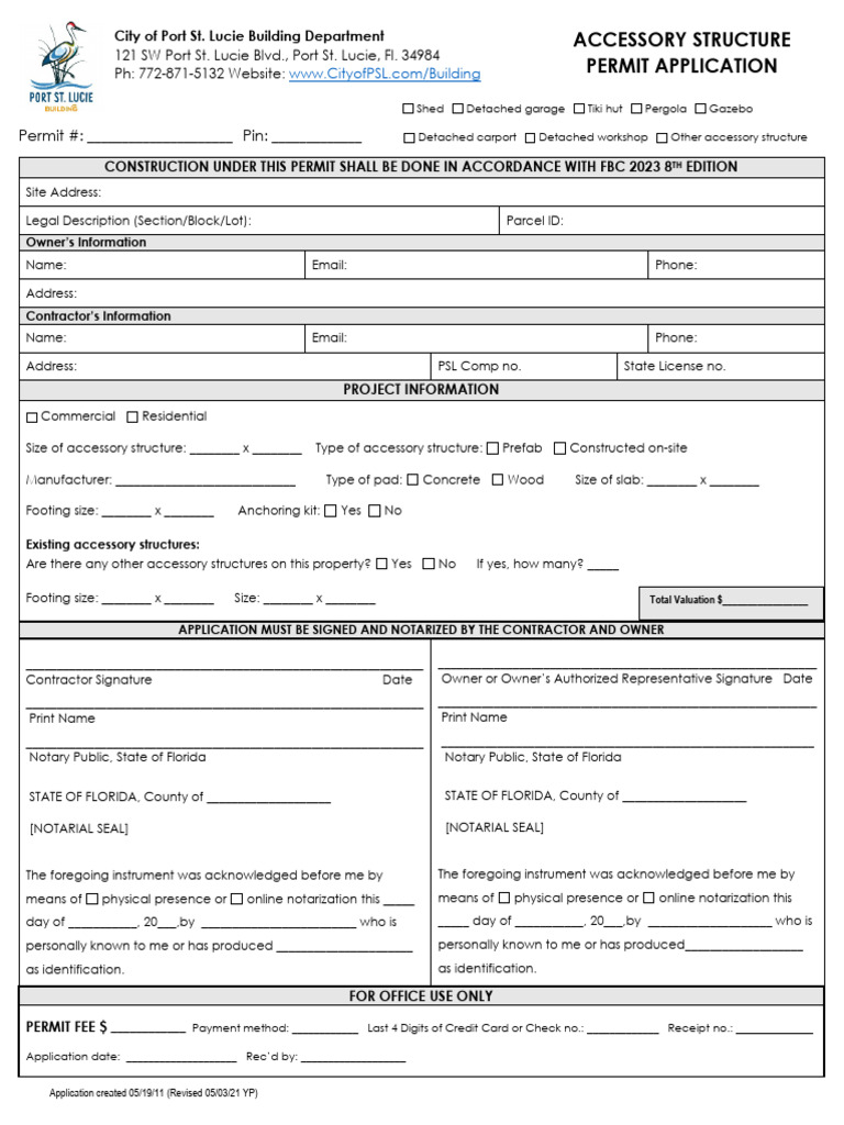 Accessory Structure Permit Application | PDF | Identity Document ...
