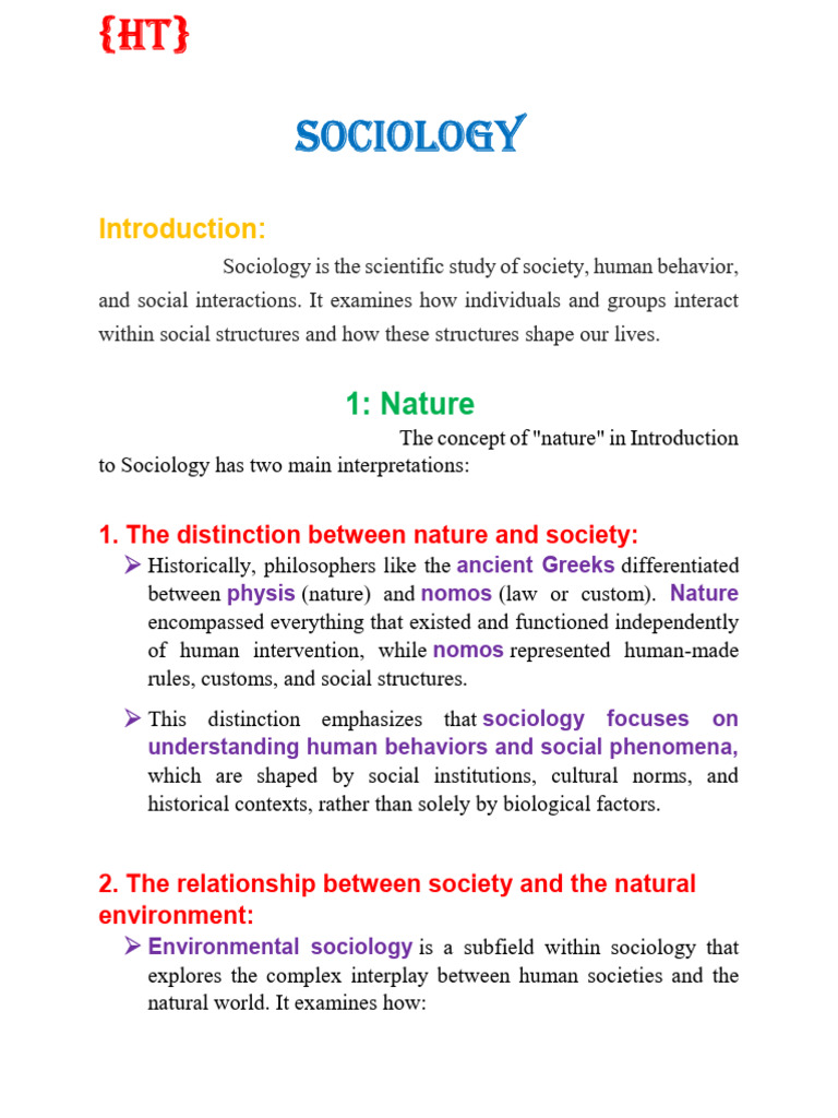 Introduction To Sociology Complete Notes | PDF | Sociology | Socialization