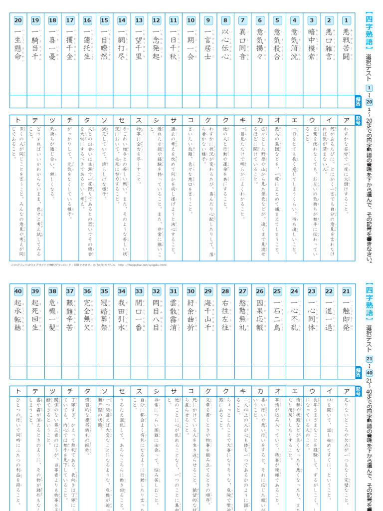 Testa Yozizyukugo | PDF