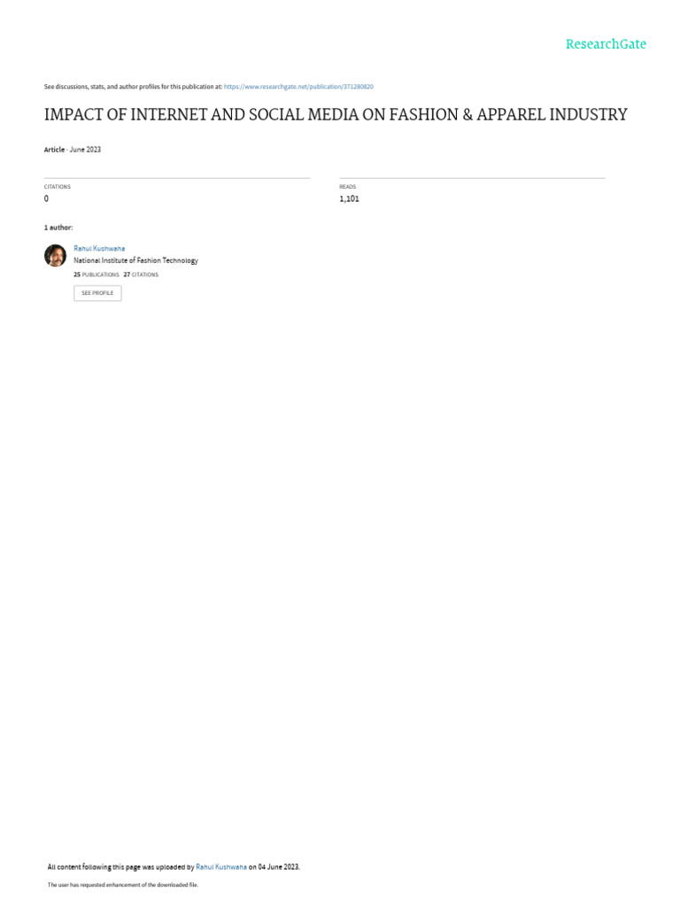 Impact of Social Media on Fashion Industry | PDF | Art | Computers