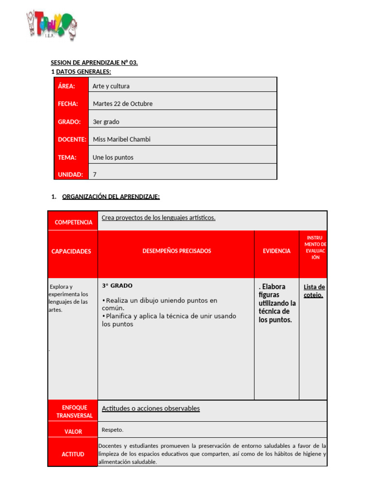 Arte y Cultura - Sesión de Aprendizaje 22 de Octubre | PDF ...