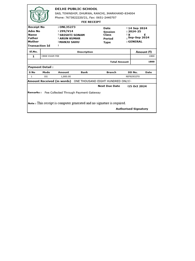 This Receipt Is Computer Generated and No Signature Is Required | PDF