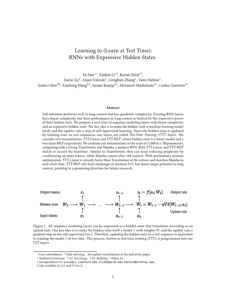 Learning to learn at test time rnns with expressive hidden states