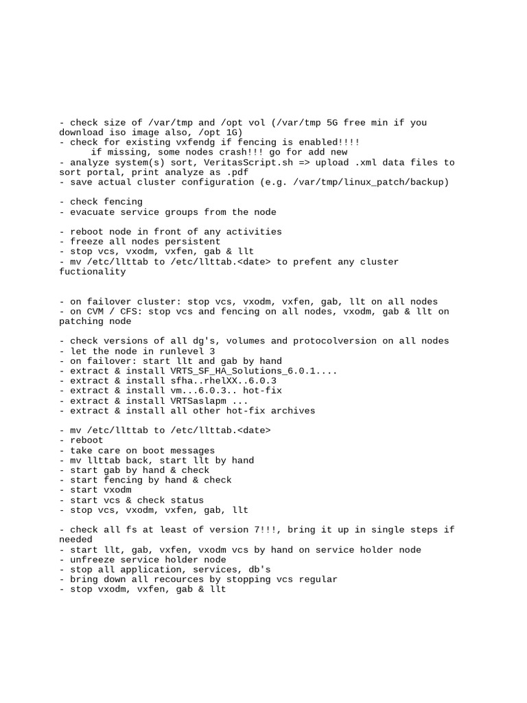 SFHA Upgrade Procedure | PDF