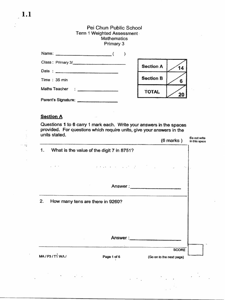 12 P3 Maths 2023 WA1 Peichun | PDF
