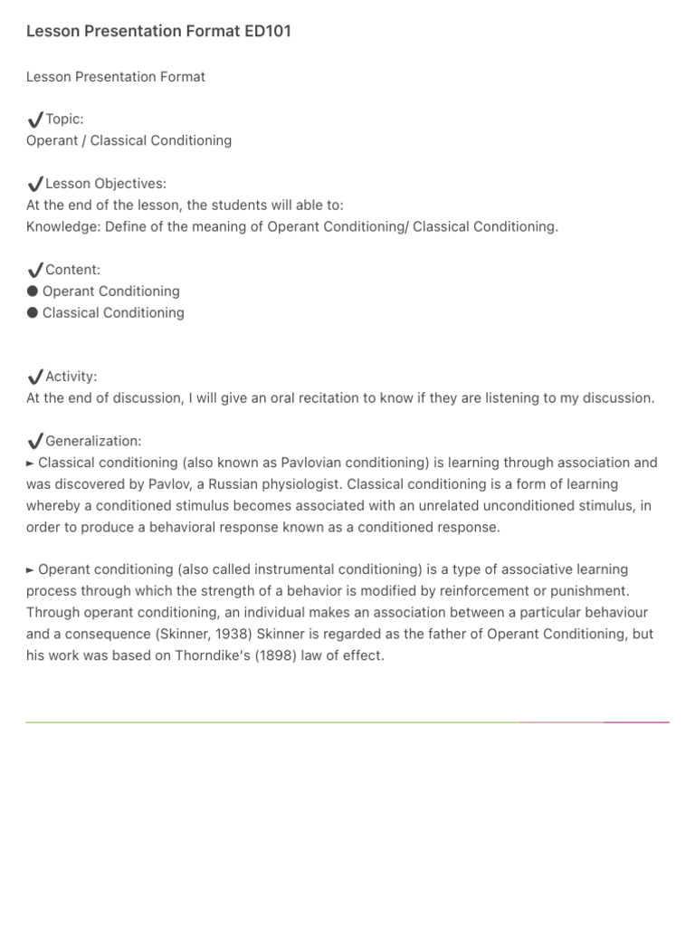 Lesson presentation format ed101 pdf