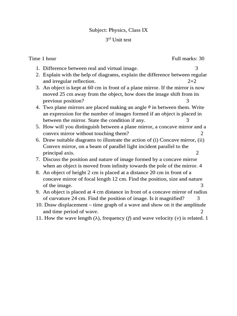 Physics Class IX 2.11.2023 | PDF