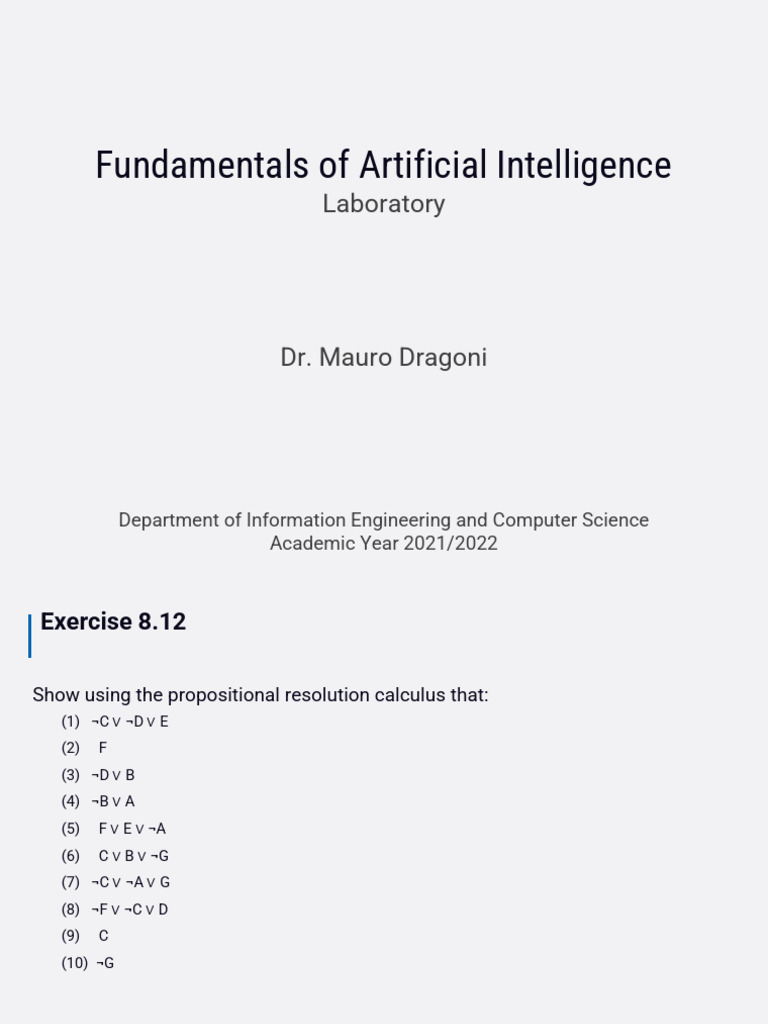 First Order Logic Applications in AI | PDF | First Order Logic ...
