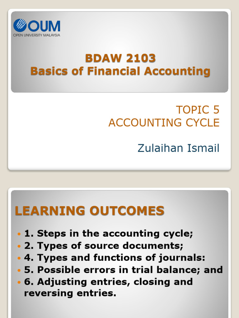 BDAW 2103 - Topic 5 Accounting Cycle - Note | PDF | Debits And Credits ...
