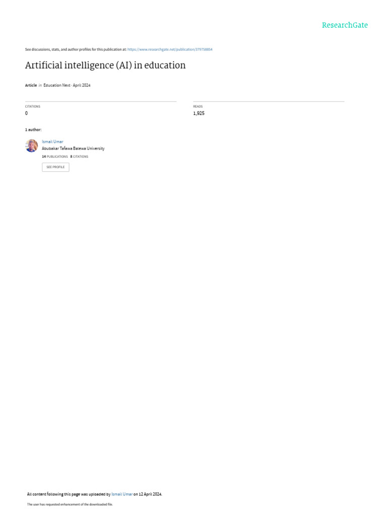 Artificial Intelligence Ai In Education Pdf Artificial