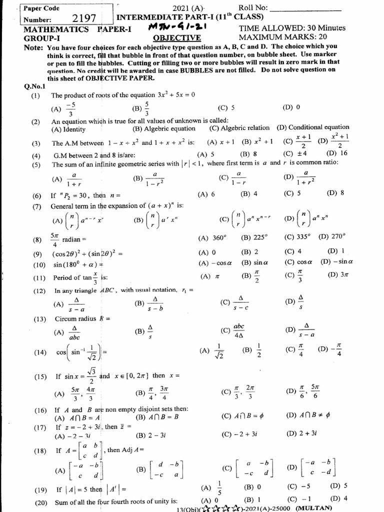 Mathematics-11-MTN - (G1 G2) - 21 | PDF