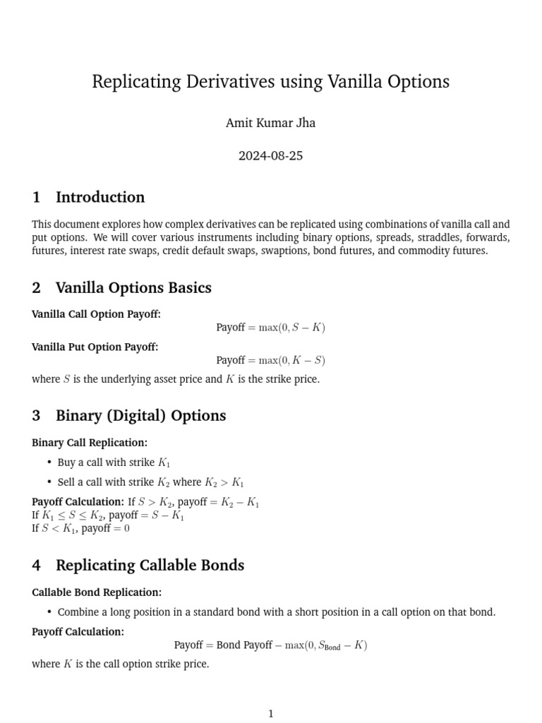 Replicating Derivatives with Options | PDF | Option (Finance ...