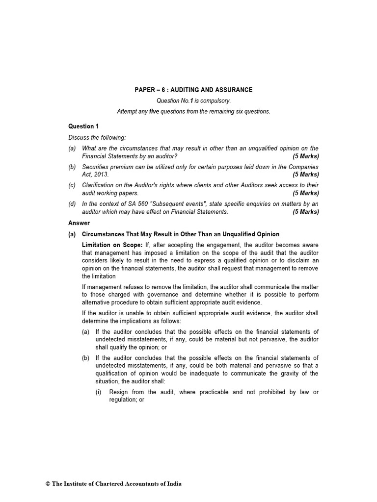 Auditing and Assurance Exam Guide | PDF | Audit | Auditor's Report