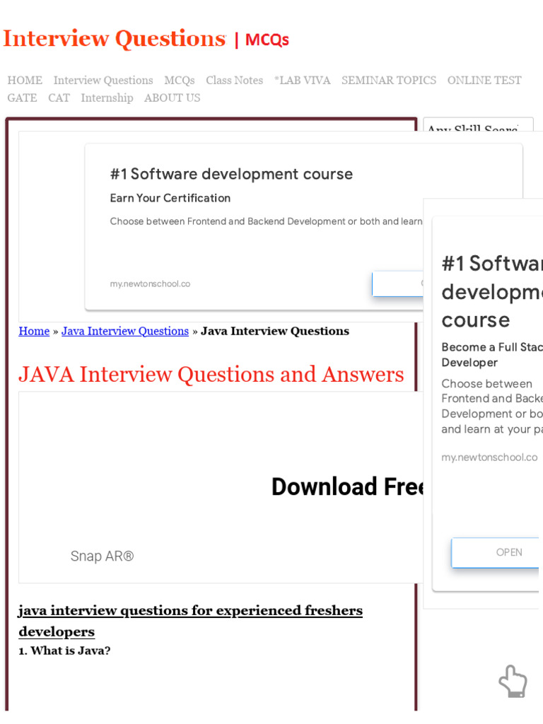 300+ (UPDATED) JAVA Interview Questions and Answers 2023 | PDF | Method ...