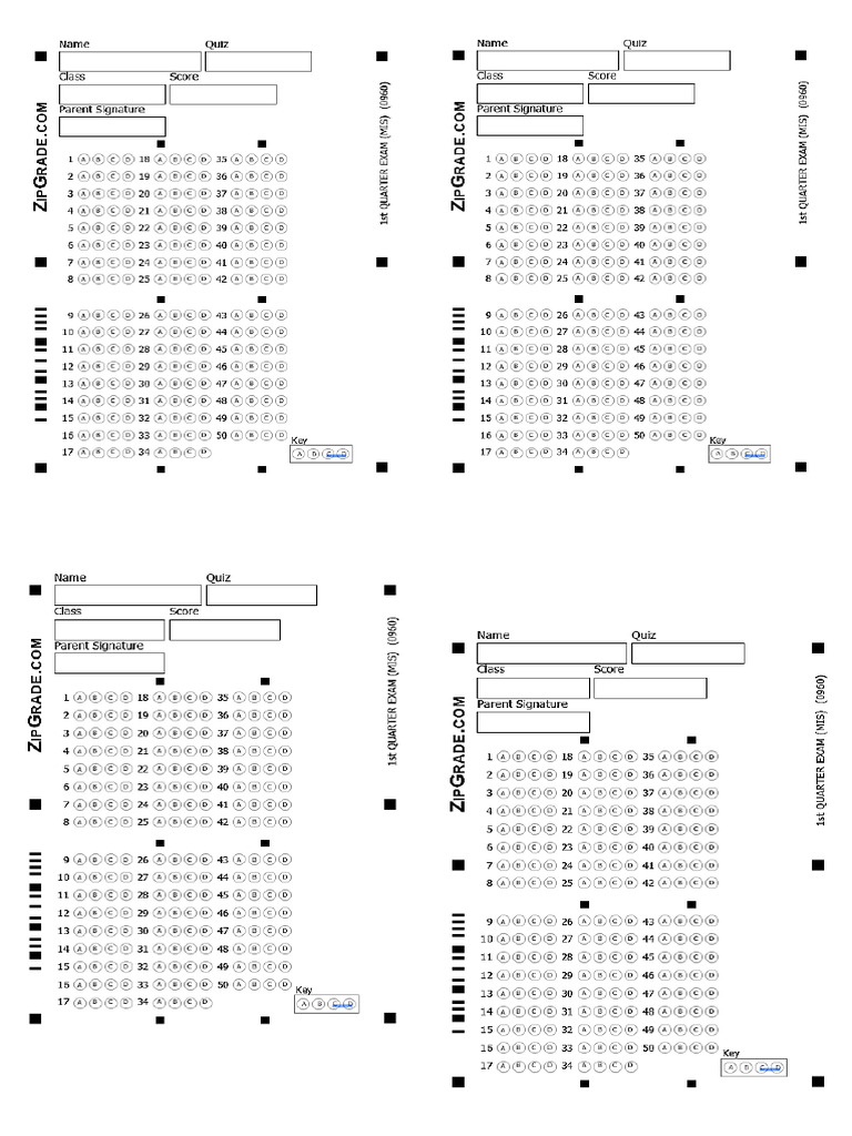 ANSWER SHEET ZIPGRADE | PDF