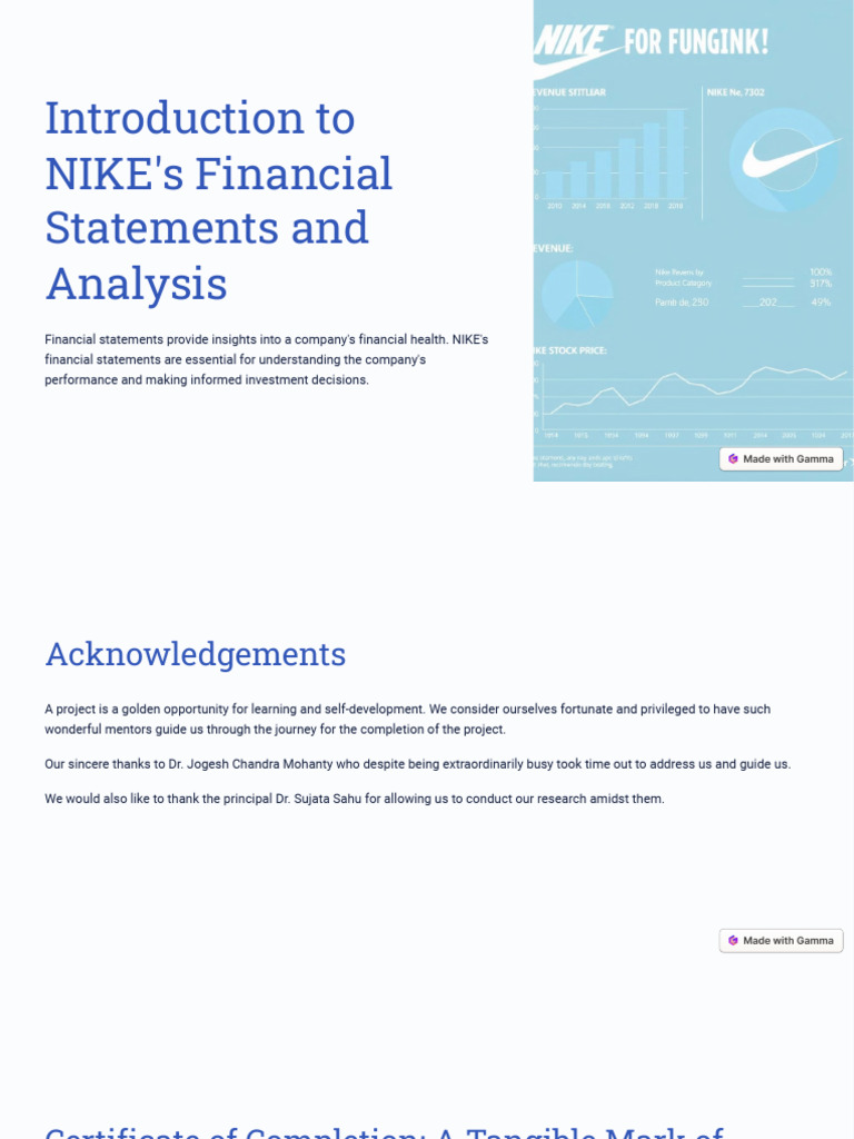 Introduction To Nikes Financial Statements And Analysis Pdf Expense