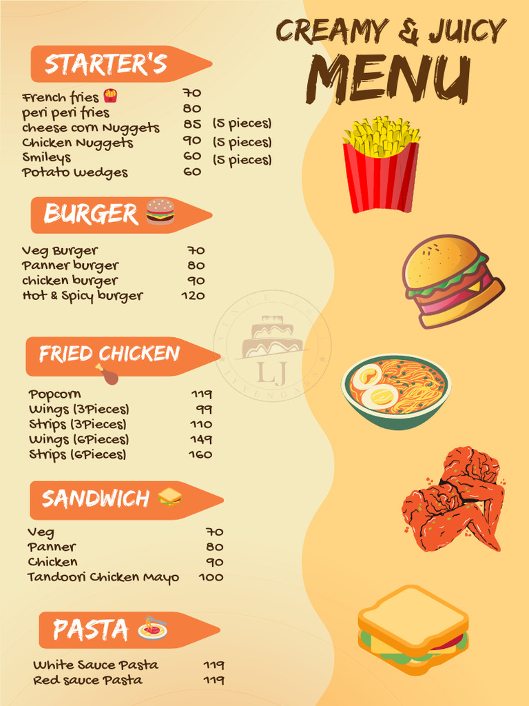 Creamy & Juicy Menu Highlights | PDF | Hamburgers | Foods