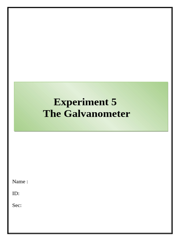 Ex5 Galvanometer New 2 | PDF | Electronics | Metrology