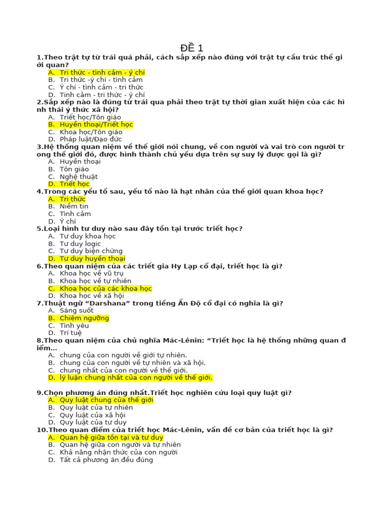 TN Triết 9 Đề | PDF