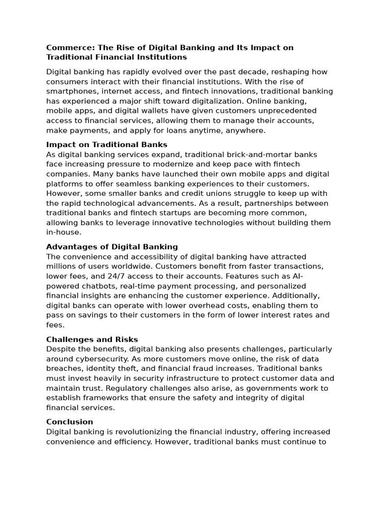 The Rise of Digital Banking | PDF | Business | Finance & Money Management