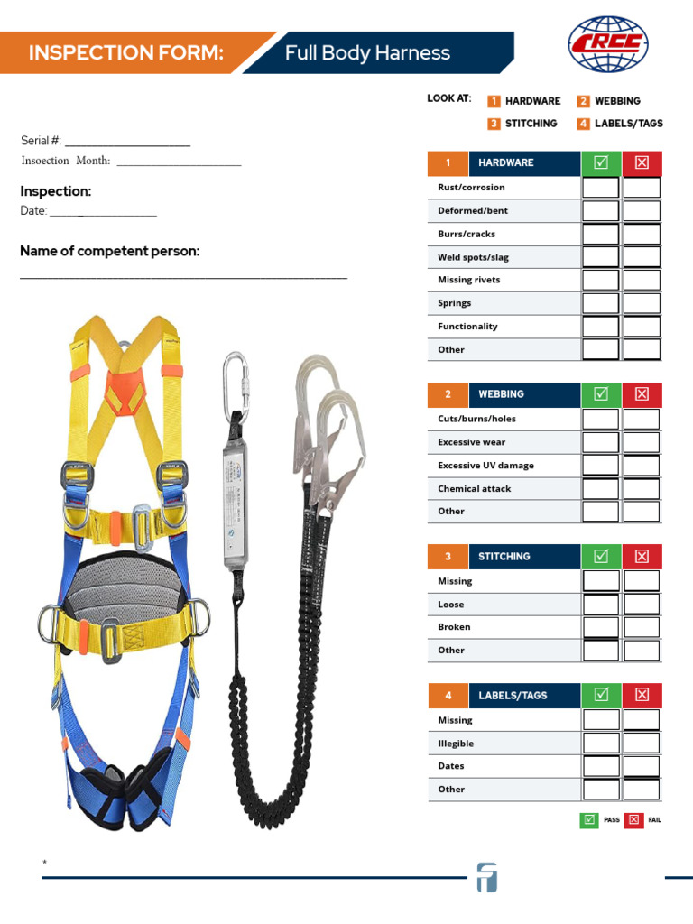 Full Body Harness Inspection Checklist | PDF | Secondary Sector Of The ...