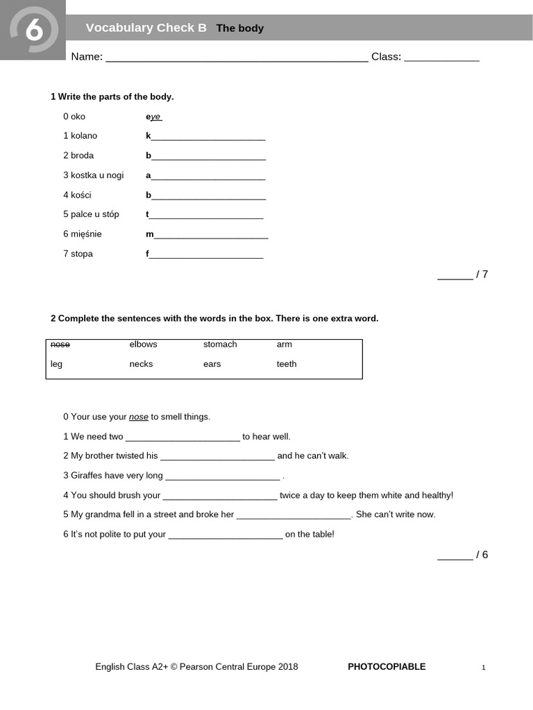 ECA2 - Tests - Vocabulary Check 6B - 2018 | PDF
