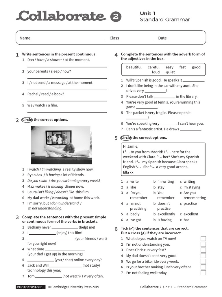 Collaborate 2 Unit 1 Grammar Test | PDF | Linguistics | Language Families