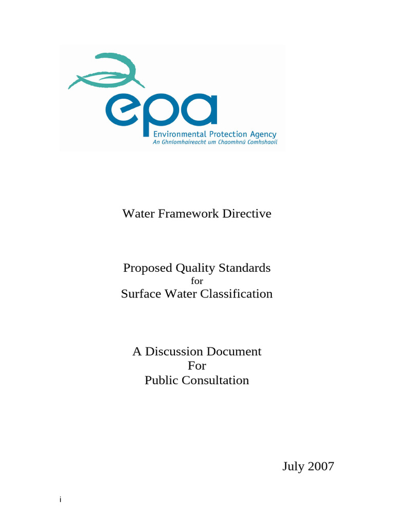 Proposed Standards for Surface Water Quality | PDF | Salinity | Water