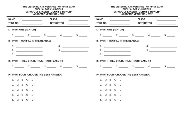 The Listening Answer Sheet of First Exam Efc 2 | PDF | Career & Growth ...
