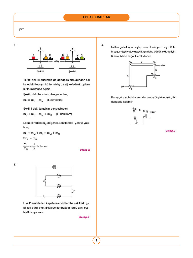 Tyt 1 Cevaplar | PDF