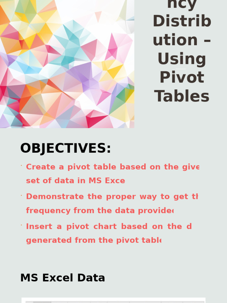 Frequency Distribution Using Pivot Tables | PDF