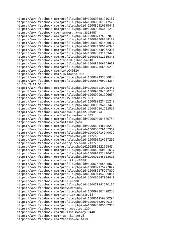 Facebook Profile Links List | PDF