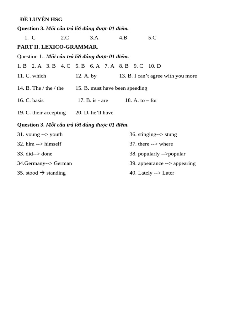 Anh 11 - Key | PDF