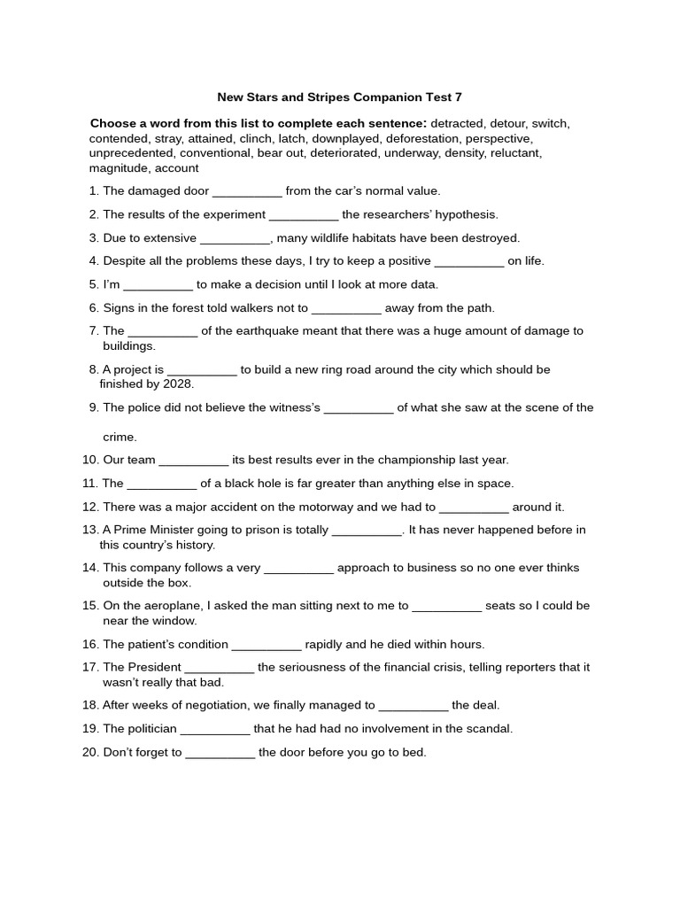 Vocabulary Completion Test 7 | PDF