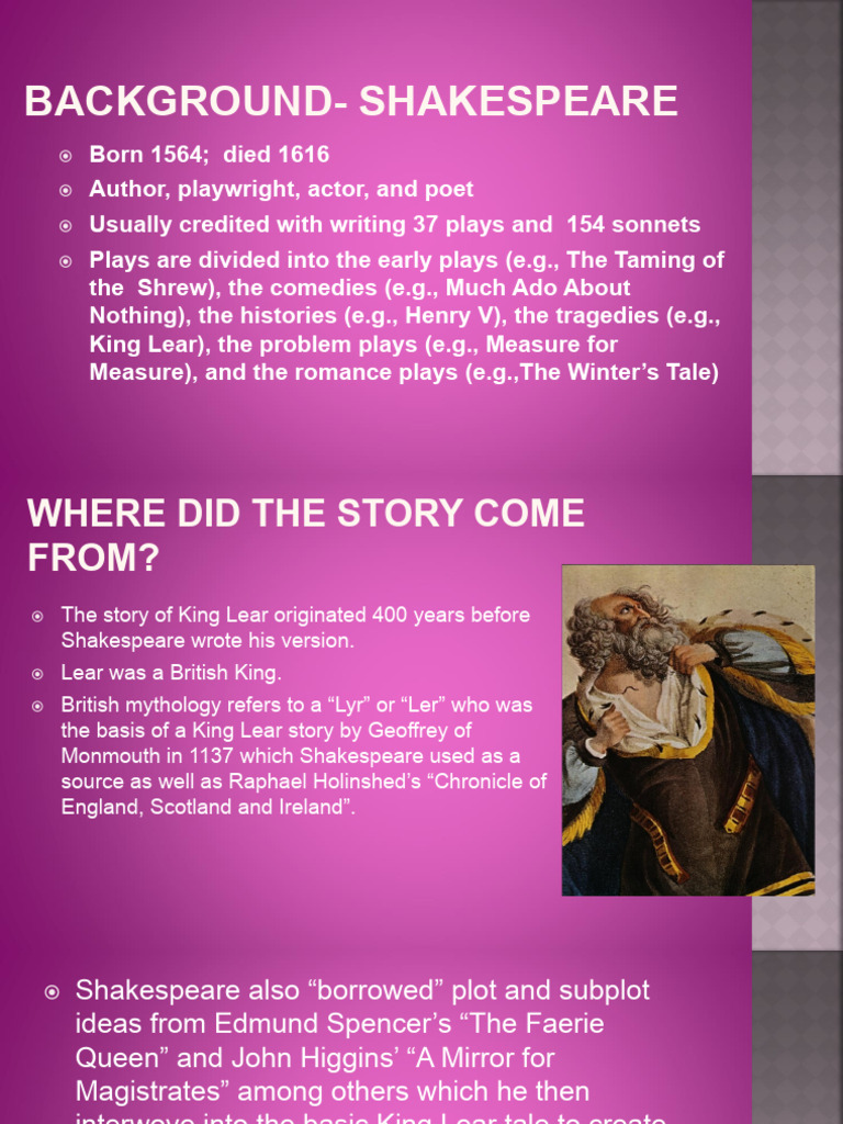 King Lear Background Notes | PDF | King Lear | Poetry