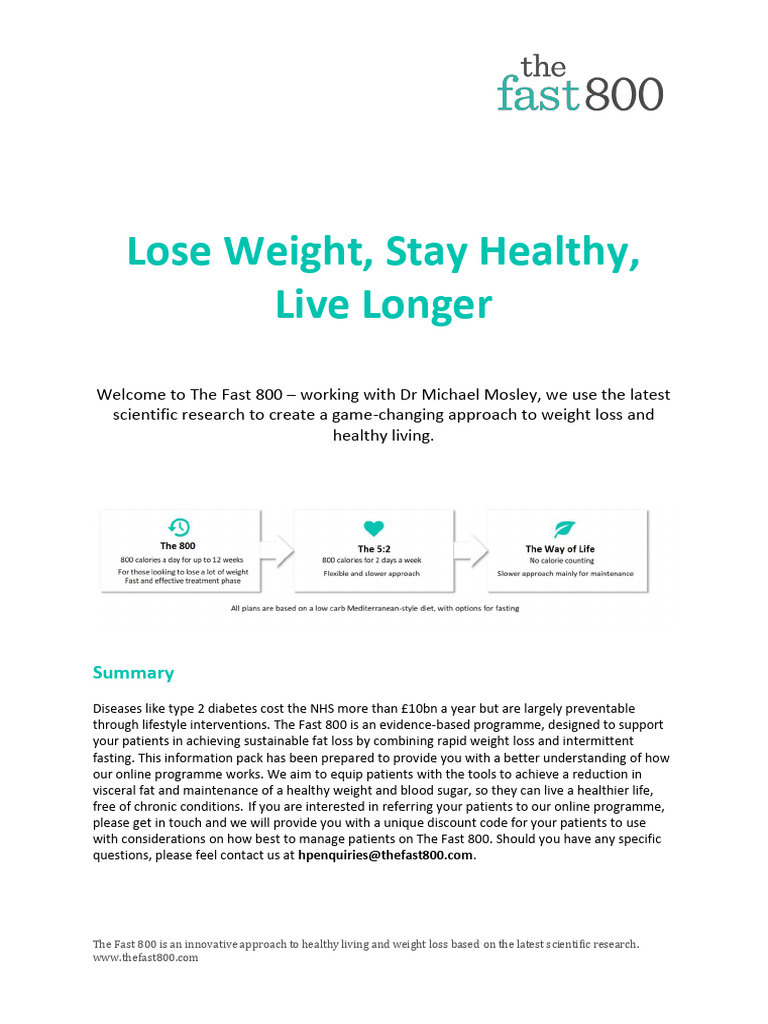 Fast 800: Evidence-Based Weight Loss Plan | PDF | Dieting | High ...