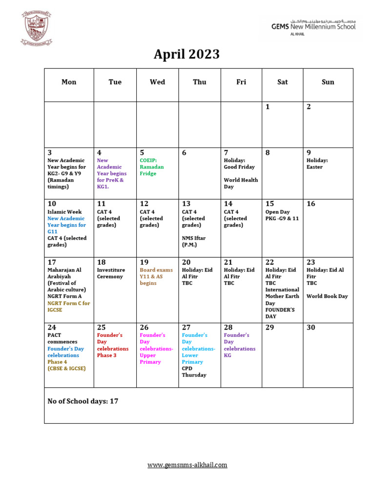 School Calendar 2023 2024 PDF Traditions Observances