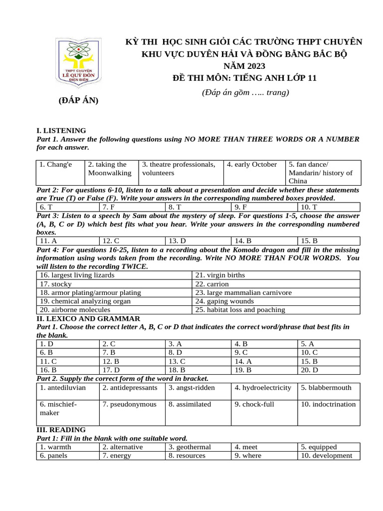 2023 English Exam Answers for High Schools | PDF | Poverty | Poverty ...