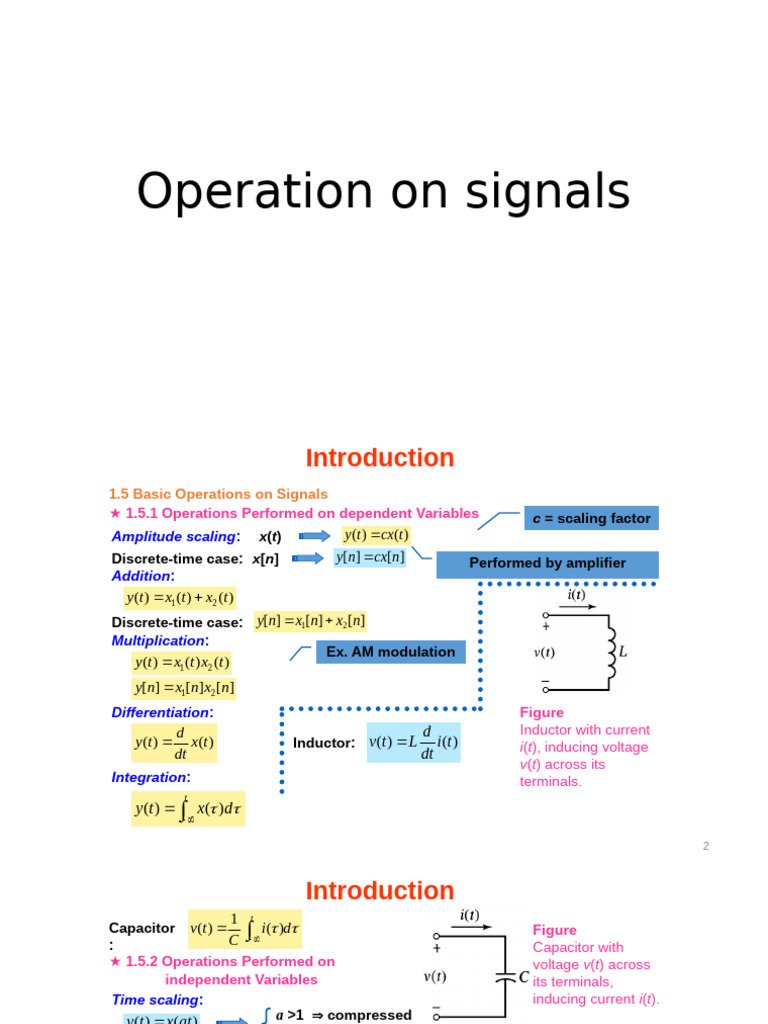 1_Operation on signals | PDF | Inductor | Discrete Time And Continuous Time
